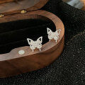 wholesale S925 sterling silver stone-inlaid butterfly earrings for women, new Korean-style fashion minimalist earrings-0-4