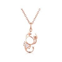 wholesale 18K Rose Gold New Cute and Sweet Scorpio Pendant Women's Fashion 9K Gold Moissanite Necklace Ins-Rose Gold 9K-Moissanite (chain not included)
