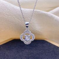 wholesale 999 Silver Original Maker's White Jade Pendant with Auspicious Clouds, Ruyi, and Gourd, Trending Four-Leaf Clover Pendant with Niche Design-Garland Four-Leaf Clover Single Pendant Silver