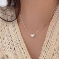 wholesale S925 Sterling Silver Trending Korean Summer Market Love Heart Necklace, Xiaohongshu Viral Hit, Light Luxury Versatile Collarbone Chain-0-0