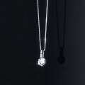 wholesale S925 Sterling Silver Korean Style Fashionable and Elegant Single Diamond Necklace for Women, Minimalist Micro-Inlaid Hollow Pendant Collarbone Chain D8398-0-1
