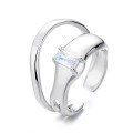 wholesale S925 Sterling Silver Irregular Double Layer Zircon Open Ring Design Exquisite Light Luxury Fashion Index Finger Ring for Women-0-4