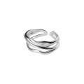 wholesale S925 Silver Nalan Ring with Stylish Linear Design, Trendy and Chic Ins Style Adjustable Index Finger Ring R01069-0-4