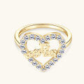 wholesale Metal material European and American live stream influencer heart letter imitation moissanite ring women light luxury ins style index finger ring loop jewelry wholesale-0-0
