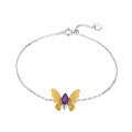 wholesale 925 Silver Designer Elegant and Unique Gemstone Bracelet Butterfly Shape High-End Natural Amethyst Bracelet-0-0