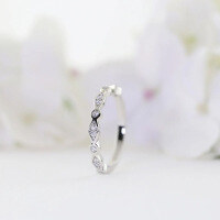 wholesale S925 solid silver minimalist Korean-Japanese style single-row thin tail women's ring joint tail ring-BZ0699-White Gold>US Size 7