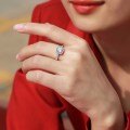 925 Sterling Silver Square Moissanite Four-Prong Halo Ring D Color-0-1
