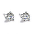Sterling Silver Ear Stud with Moissanite, Hypoallergenic Cartilage Earrings for Women, Minimalist Cross-border Design-0-3