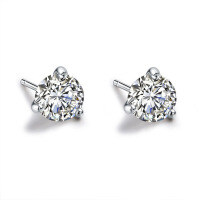 Sterling Silver Ear Stud with Moissanite, Hypoallergenic Cartilage Earrings for Women, Minimalist Cross-border Design.-Set with 0.5CT high carbon diamond