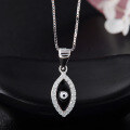 wholesale S925 Sterling Silver Zircon Pendant Necklace, Simple and Fashionable Women's Pendant Jewelry Wholesale-0-3