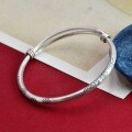 wholesale 9999 Silver Solid Plum Blossom Minimalist Bangle, Pure Silver Antique-style Handcrafted Student Thin Bracelet Girlfriend Gift-0-2