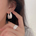 wholesale 925 Sterling Silver Minimalist C-shaped Line Earrings for Women, Small Batch Design, High-End Versatile French Openable Ring-0-0