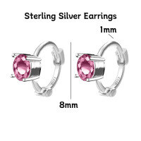 wholesale 925 Silver Women's Four-leaf Clover Heart-shaped Pure Silver Non-removable Ear Cuff Hoop Earrings-Round pink diamond sterling silver earrings