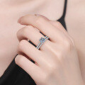 S925 Silver Moissanite Stackable Ring, Light Luxury Cross-Border Wholesale for Women-0-2