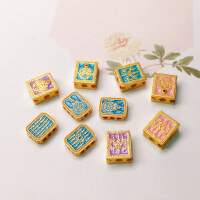 wholesale S925 silver gold-plated Morandi-colored five-strand oil-drip enamel square bead accessories for DIY bracelet and necklace-Style 2