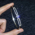 Sterling Silver Moissanite Half-Circle Bracelet, Women's Minimalist Light Luxury Design-0-1