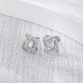 wholesale S925 Sterling Silver Niche Design Instagram Style Rotating Flower Full Diamond Zirconia Earrings Cross-border TEMU Drop Shipping-0-2