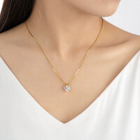 S925 Silver 2ct D Color Moissanite Heart Pendant Necklace Wholesale-2-carat minimalist heart shape [K gold]  925 silver