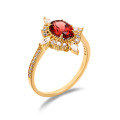 wholesale 925 Silver Gold-Plated Geometric Ring for Women with Natural Garnet and Zirconia, Minimalist and Elegant-0-5