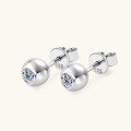 wholesale S925 Sterling Silver Amazon Foreign Trade Trendy Hip-Hop Small and Cute Water Bubble Moissanite Stud Earrings with Round Bead Jewelry-0-2