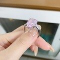 wholesale 925 Sterling Silver Pink Diamond Ring Women's Large Cocktail Diamond Ring Engagement Ring 10X14 Large Size TikTok Live Stream Source-0-3