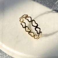 wholesale S925 Sterling Silver Red Elk Peach Heart Ring Women Minimalist Simple Style Imported Exquisite Solid Love Ring-BZ0751-Gold US size 8