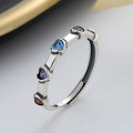 wholesale S925 Sterling Silver Chao Sheng Fashionable Colorful Heart Zircon Ring Ins Minimalist Style Designed Index Finger Ring for Women-0-2
