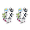 wholesale S925 Sterling Silver Korean-style Creative Resin Enamel Flower Color-Block Small Fresh Ins Style Ring Earrings-0-6