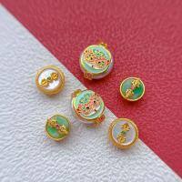 wholesale Gold-plated 925 ancient silver fittings with enamel inlaid Baroque pearl snake spacer beads, jade vajra back cloud, and waist beads for DIY-A pearl-shaped vajra