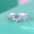 wholesale S925 Sterling Silver 50-Point 1-Carat Moissanite Micro-Paved High-End Women's Six-Prong Ring, Non-Tarnish, Niche Wholesale-0-1