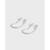 wholesale S925 Sterling Silver 3007 Korean Version INS Niche Design Sense Temperament Versatile Cauliflower Chain Textured Star-Studded Earrings for Women-Silver 925 silver