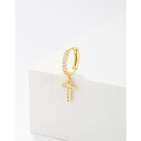 wholesale 925 Sterling Silver Amazon Cross-border Single Alphabet Earrings for Women, Fashion Hoop Ear Cuff, Versatile Ear Accessories-T single>925 silver