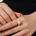 wholesale 18k Gold Plated S925 Sterling Silver with 27 Carat Natural Moonstone Gemstone Ring, Small and Fresh Style-0-1