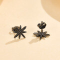 wholesale 925 Sterling Silver Octagram Black Gold Zircon Ear Studs Fashion Sweet and Cool Personality Niche Design Sense INS Style Earrings-0-2