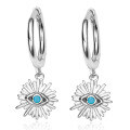 wholesale S925 Sterling Silver Bohemian Evil Eye Hoop Earrings with Dainty Pendant, Small and Exquisite Niche Design-0-4