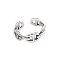 wholesale S925 Sterling Silver AR1224 Korean Designer Vintage Pig Nose Open Ring for Women-0-4