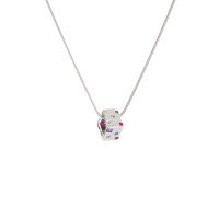 wholesale S925 Sterling Silver Geometric 3D Cube Colored Diamond Round Barrel Bead Necklace Minimalist High-end Stackable Snake Chain-Square>925 silver