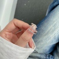 wholesale S925 Sterling Silver Korean Japanese Light Luxury Ring for Students, Minimalist Line Design, High-End Zircon Versatile Fashion Jewelry Wholesale-DY120567-SW-WH 5