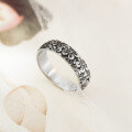 wholesale 999 Silver Artistic Vintage Ethnic Floral Intricate Design Thai Silver Flower Ring R02736-0-3