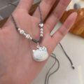 wholesale S925 Sterling Silver Korea Korean Version Hello Kitty Cat Necklace Women's Small Fresh Lovely Simple Pendant Necklace-0-2