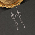 wholesale S925 Sterling Silver Fashion Women's Earrings Korean Elegant Star Square Tassel Ear Drop TEMU New Accessories-0-3