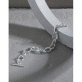wholesale S925 Sterling Silver SL106 Korean Version Ins Minimalist Niche Design Versatile Cool Style OT Buckle Chain Bracelet for Women-0-1