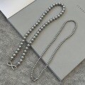 wholesale S925 Sterling Silver Detachable Genuine Silver-Gray Pearl Double-Layer 8-Shaped Clasp Necklace, Luxury High-End Women's Pendant Chain-0-4