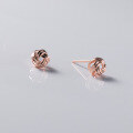 wholesale S925 Sterling Silver Hollow-Out Small Ball Earrings Women Korean Style Elegant Cute Twisted Rope Knot Earrings G7191-0-3