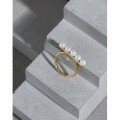 wholesale S925 Sterling Silver Minimalist Korean Ins Style Small Design Elegant Versatile Micro-set Shell Pearl Textured Open Adjustable Thin Ring for Women-0-3