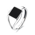 wholesale S925 silver irregular geometric black enamel ring,-0-6