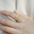 wholesale S925 Sterling Silver Gold-Plated Zircon Knitted Twist Ring for Women, Ins Minimalist Style Cross-Border Jewelry-0-3