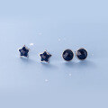 wholesale S925 Sterling Silver Geometric Ear Studs for Women, Korean Style Artistic Five-Point Star and Circle Elegant Ear Accessories M00362-0-0