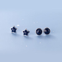 wholesale S925 Sterling Silver Geometric Ear Studs for Women, Korean Style Artistic Five-Point Star and Circle Elegant Ear Accessories M00362-Star Model-Small 925 Silver