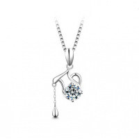 925 Silver Zodiac Pendant with 1-Carat Moissanite Necklace for Women-Aquarius + Box Chain  1 Carat (Eight Hearts and Eight Arrows Zircon)